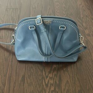 Brighton dusty blue leather satchel with detachable strap EUC